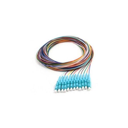 Cable Wholesale 12 Strand Fiber Pigtail, 50/125 Multmode(Aqua Boot), OM3, LC/PC connectors, 3 meter 15F1-42012